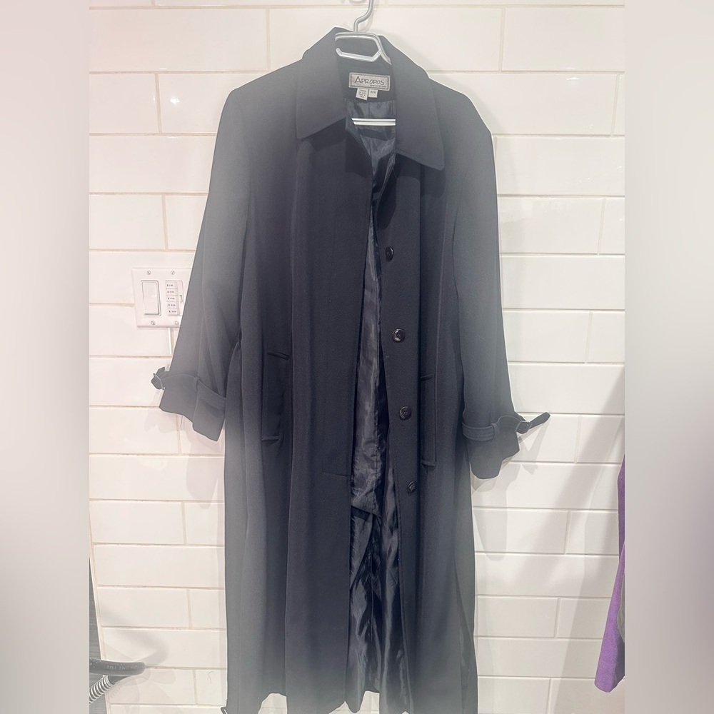 Apropos par Acorable Junior Black Long Trench Coat w/ Side Slits | 13/14 - Picture 3 of 8